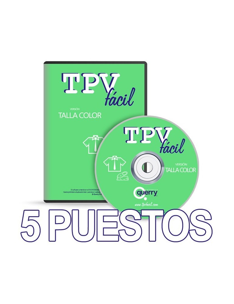 TPVFÁCIL Talla Color, 5 puestos