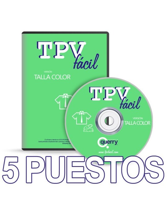 TPVFÁCIL Talla Color, 5 puestos