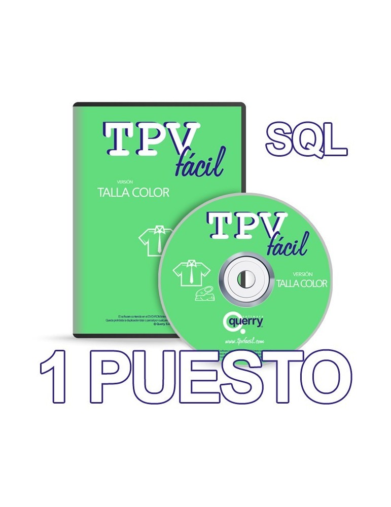 TPVFÁCIL Talla Color SQL, 1 puesto