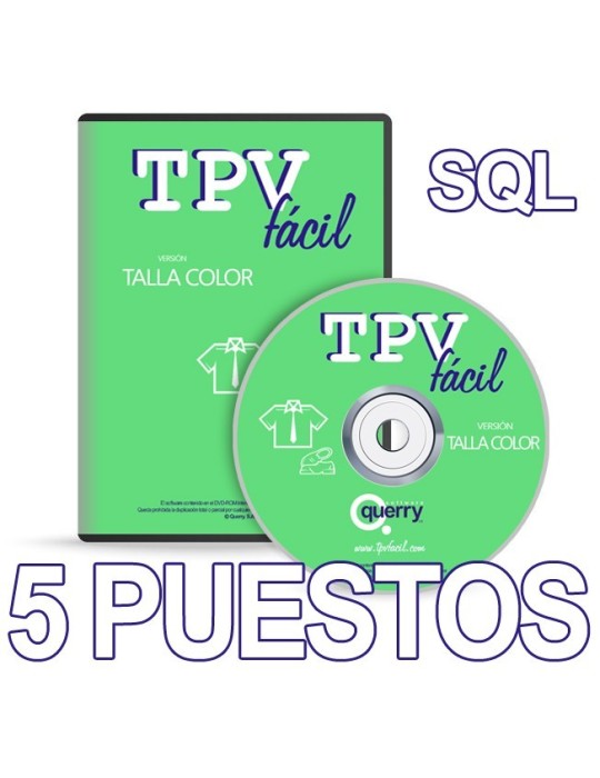 TPVFÁCIL Talla Color SQL, 5 puestos