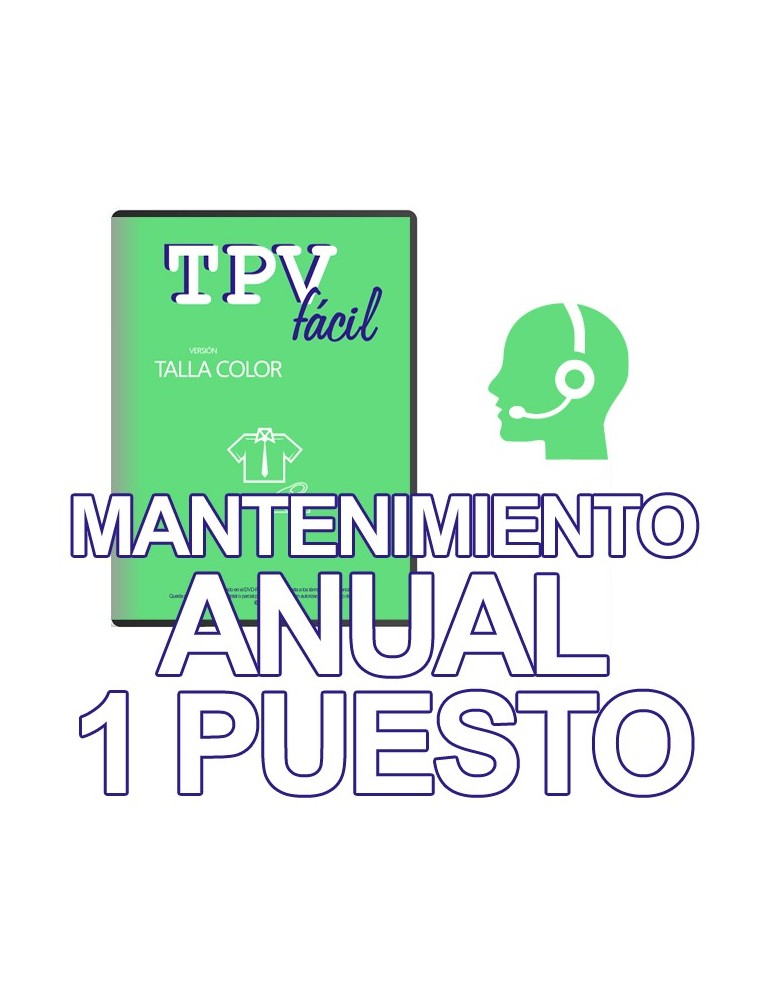 Mnto TPVFÁCIL Talla Color, 1 puesto